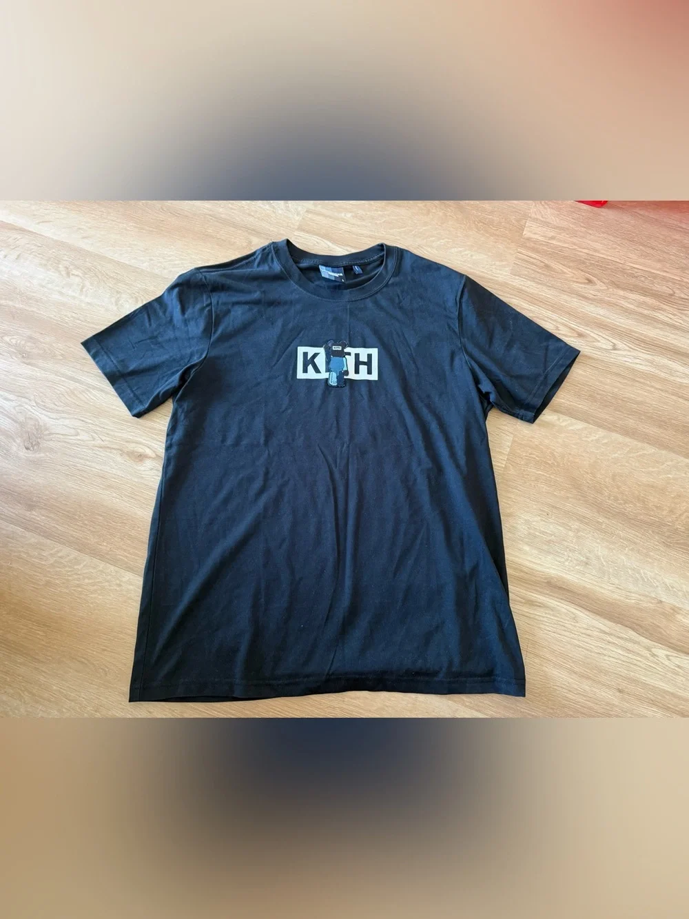 Kith Black Crewneck Tee with Striped Neck Tag - Picture 1 of 4